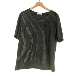 Stizzoli Italian Womens Embellished Wool Blend Short Sleeve Sweater Size Large